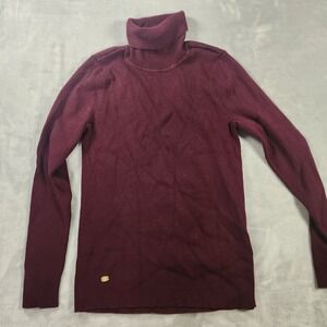 Lauren Ralph Lauren Cotton Ribbed Knit Turtleneck Sweater Size Large Purple